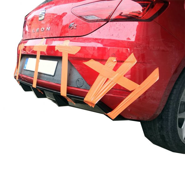 Seat Leon (2017-2019) Soldan Çift Çıkış Arka Tampon Eki - Difüzör (Plastik) - 2