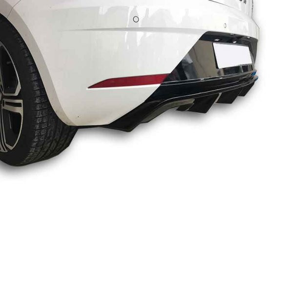 Seat Leon (2017-2019) Soldan Çift Çıkış Arka Tampon Eki - Difüzör (Plastik) - 3