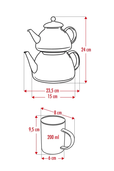 Cam Çaydanlık Ve Cam Kupa Seti Cam Bardak Çay Kahve Takımı (9 parça) - 5