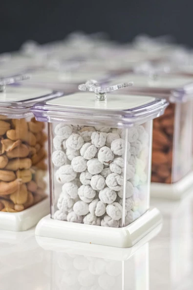 Akrilik Beyaz 12 Li Baharat Kavanozu & Baharatlık & Baharatlık Seti 200 ML ( CAM DEĞİLDİR ) - 2