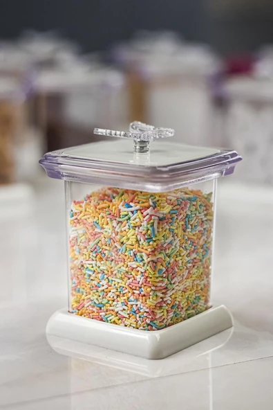 Akrilik Beyaz 12 Li Baharat Kavanozu & Baharatlık & Baharatlık Seti 200 ML ( CAM DEĞİLDİR ) - 3