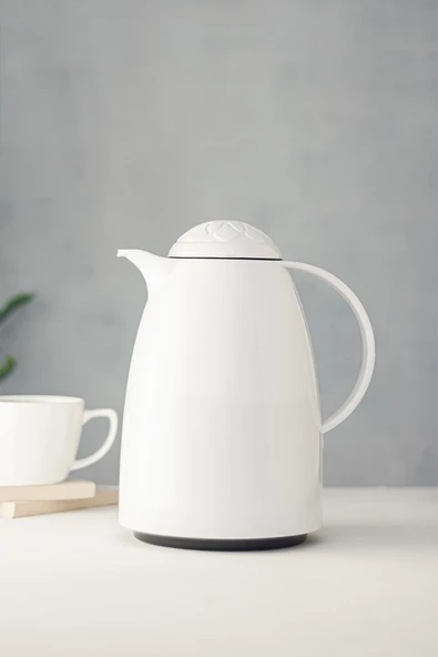 1 LT Isı Yalıtımlı Çay Ve Soğuk Su Termosu Beyaz (12 Saat Sıcak Tutar& İçi Camdır) - 4