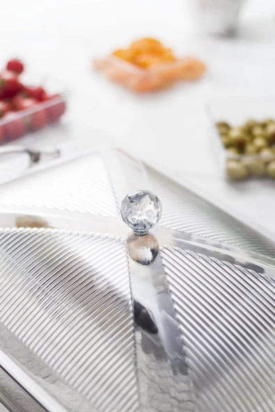 Akrilik Barok Füme 6 Bölmeli Tek Kapaklı Büyük Kahvaltılık - 4