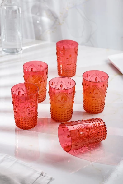 Akrilik Kırmızı Tekli Kısa Bardak & Su Meşrubat Kahve Yanı Bardağı 400 ml ( Cam Değildir ) - 3