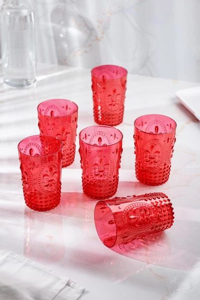 Akrilik Kırmızı Tekli Kısa Bardak & Su Meşrubat Kahve Yanı Bardağı 400 ml ( Cam Değildir ) - 4