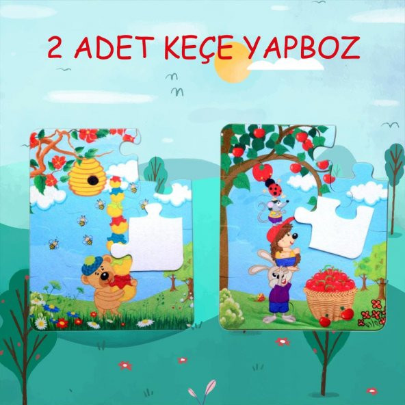 Tox Elmacı Ayı 3+ Keçe Yapboz - 3 Yaş Puzzle T044 - 2