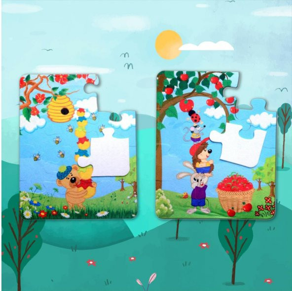 Tox Elmacı Ayı 3+ Keçe Yapboz - 3 Yaş Puzzle T044 - 10
