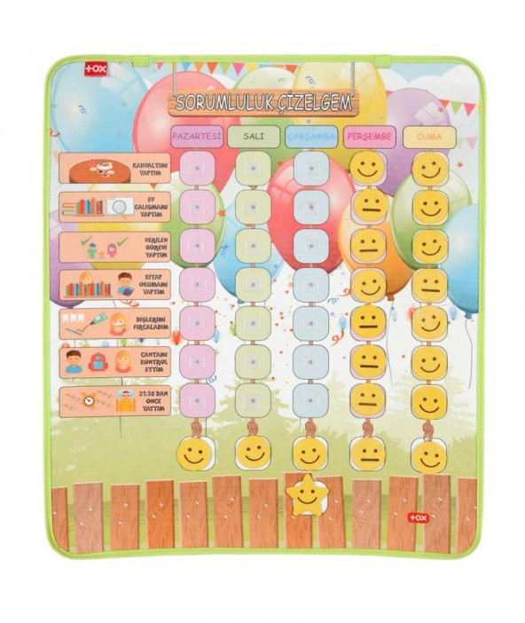 Sorumluluk Çizelgem Keçe Cırtlı Duvar Panosu , Eğitici Oyuncak - 6
