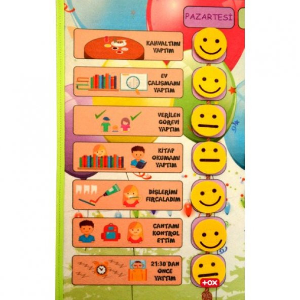 Sorumluluk Çizelgem Keçe Cırtlı Duvar Panosu , Eğitici Oyuncak - 7