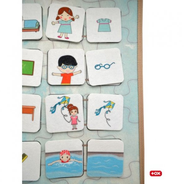 Eylem Ilişkisi Keçe Cırtlı Duvar Panosu , Eğitici Oyuncak - 2