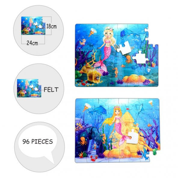 Tox Deniz Kızı 5+ Keçe Yapboz - 5 Yaş Puzzle T041 - 9