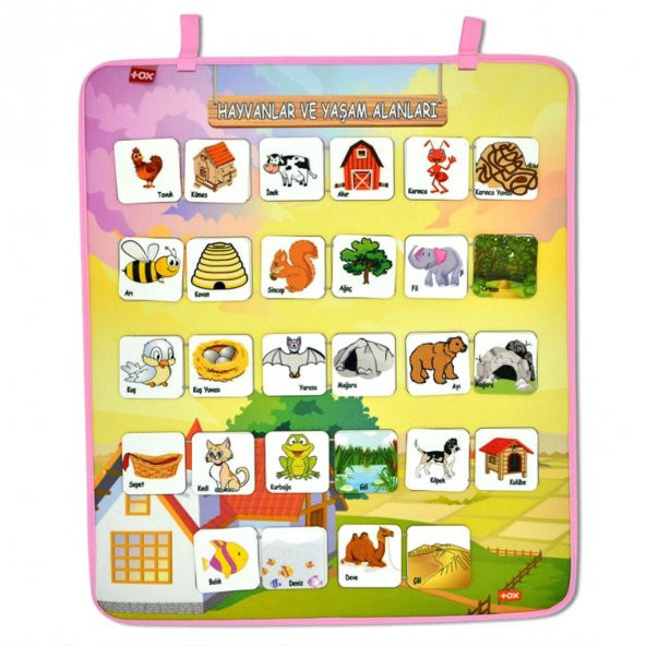 Hayvanlar ve Yaşam Alanları Keçe Cırtlı Duvar Panosu , Eğitici Oyuncak - 6