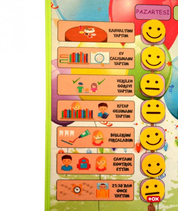 Sorumluluk Çizelgem Keçe Cırtlı Duvar Panosu , Eğitici Oyuncak - 11