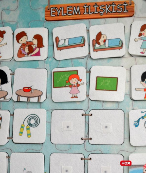 Eylem Ilişkisi Keçe Cırtlı Duvar Panosu , Eğitici Oyuncak - 11