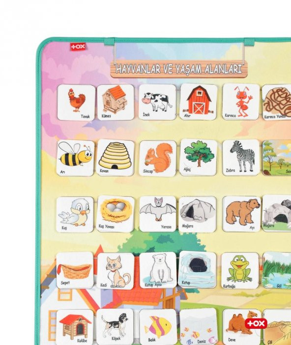 Hayvanlar ve Yaşam Alanları Keçe Cırtlı Duvar Panosu , Eğitici Oyuncak - 9