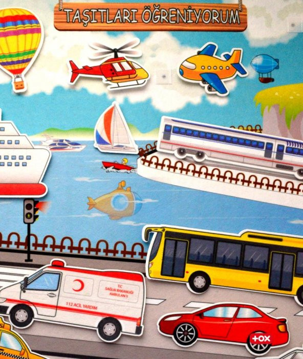 Taşıtları Öğreniyorum Keçe Cırtlı Duvar Panosu , Eğitici Oyuncak - 10