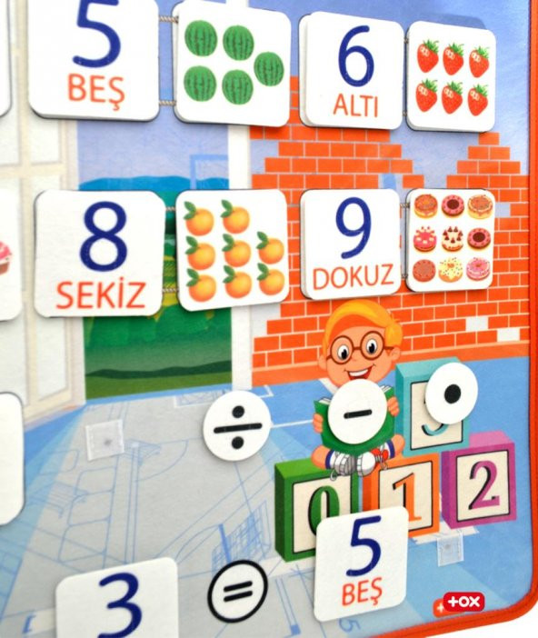 Rakamları Öğreniyorum Keçe Cırtlı Duvar Panosu , Eğitici Oyuncak - 9