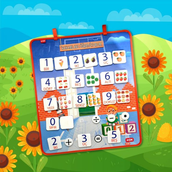 Rakamları Öğreniyorum Keçe Cırtlı Duvar Panosu , Eğitici Oyuncak - 12