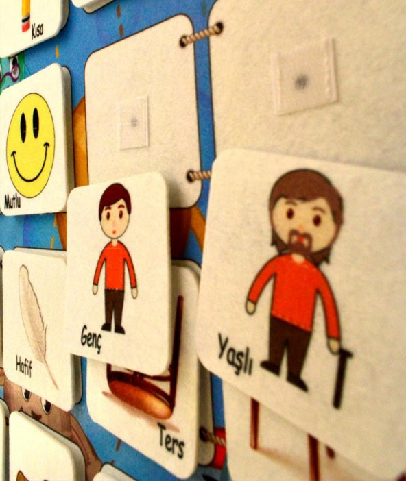 Zıt Kavramlar Keçe Cırtlı Duvar Panosu , Eğitici Oyuncak - Resim 2