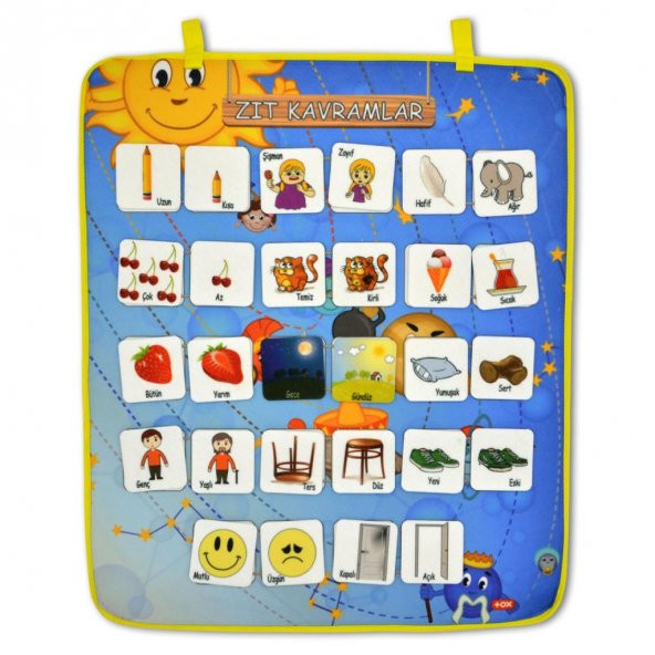 Zıt Kavramlar Keçe Cırtlı Duvar Panosu , Eğitici Oyuncak - Resim 6