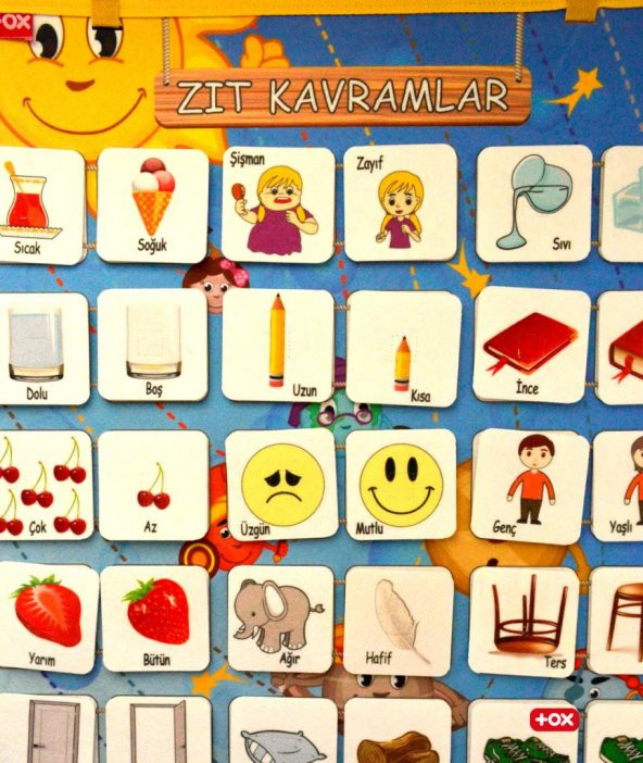 Zıt Kavramlar Keçe Cırtlı Duvar Panosu , Eğitici Oyuncak - Resim 9