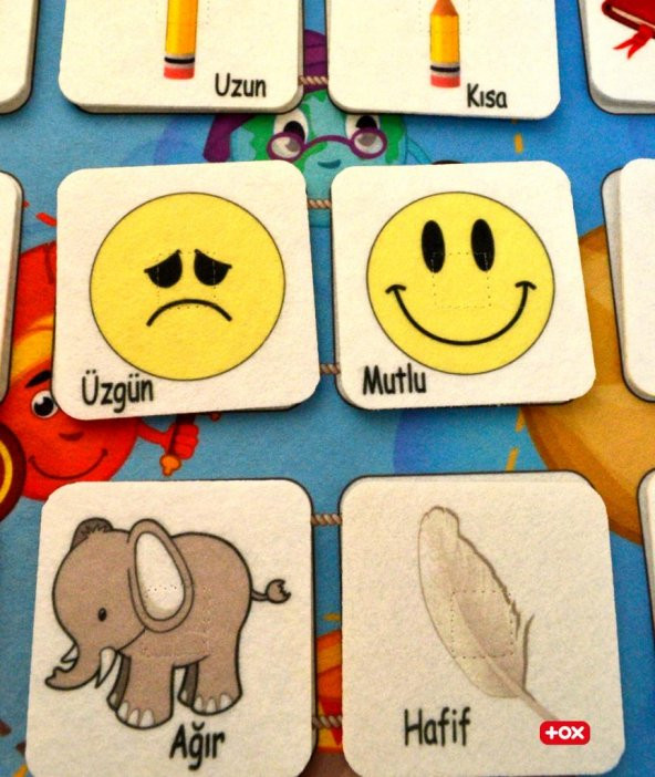 Zıt Kavramlar Keçe Cırtlı Duvar Panosu , Eğitici Oyuncak - Resim 10