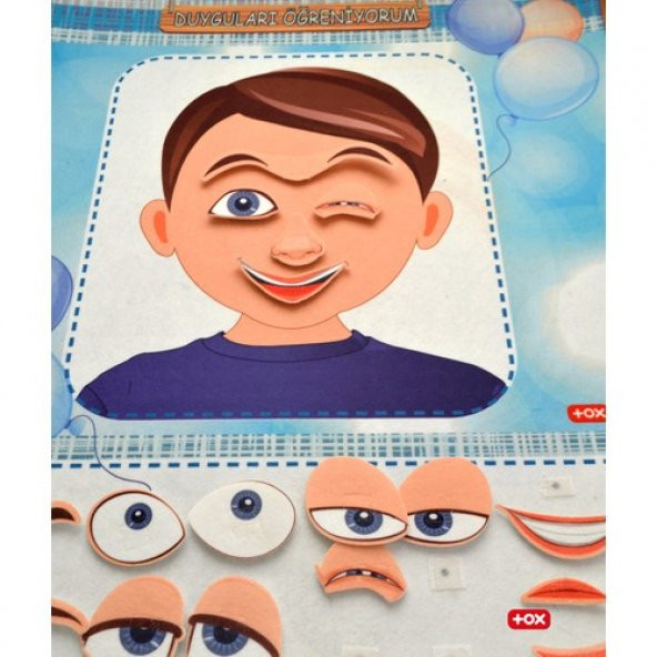 Duyguları Öğreniyorum Keçe Cırtlı Duvar Panosusu (Erkek) , Eğitici Oyuncak - Resim 2