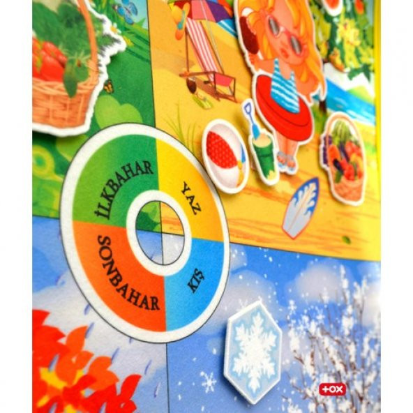 Mevsimleri Öğreniyorum Keçe Cırtlı Duvar Panosu , Eğitici Oyuncak - 7