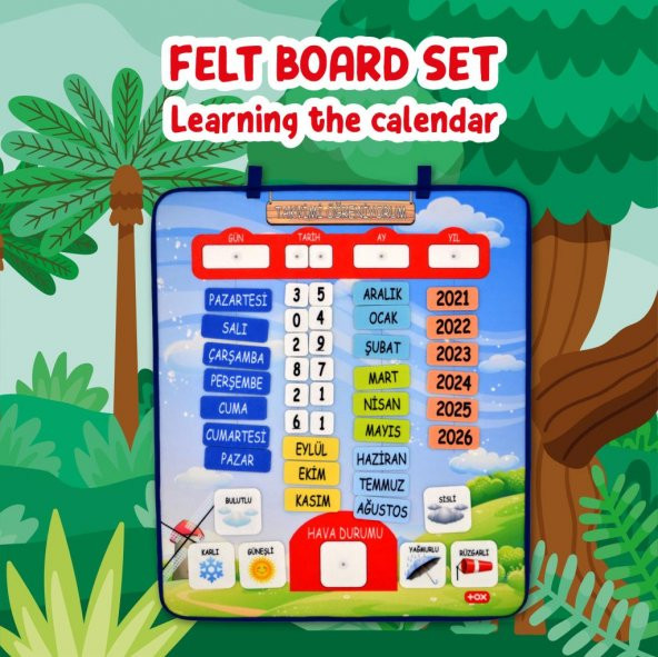Takvimi Öğreniyorum (2023) Keçe Duvar Panosu , Eğitici Oyuncak - 7