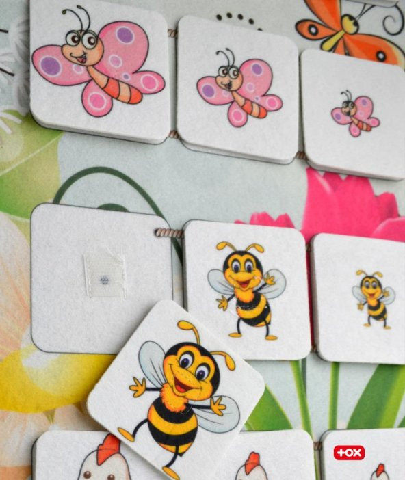 Büyük - Küçük Hayvan Oyunu Keçe Cırtlı Duvar Panosu , Eğitici Oyuncak - 7