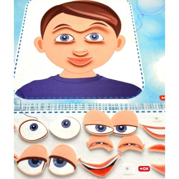 Duyguları Öğreniyorum Keçe Cırtlı Duvar Panosusu (Erkek) , Eğitici Oyuncak - Resim 7