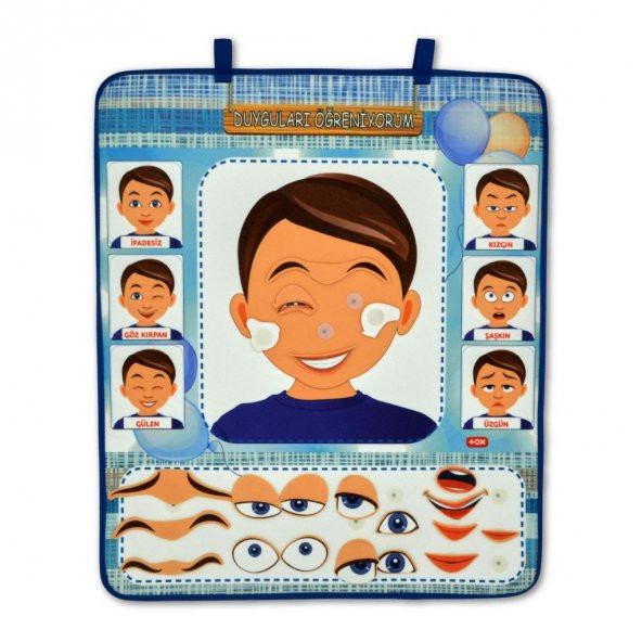 Duyguları Öğreniyorum Keçe Cırtlı Duvar Panosusu (Erkek) , Eğitici Oyuncak - Resim 9