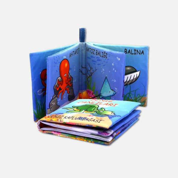 Tox Deniz Canlıları Kumaş Sessiz Kitap T059 - Bez Kitap , Eğitici Oyuncak , Yumuşak ve Hışırtılı - 3