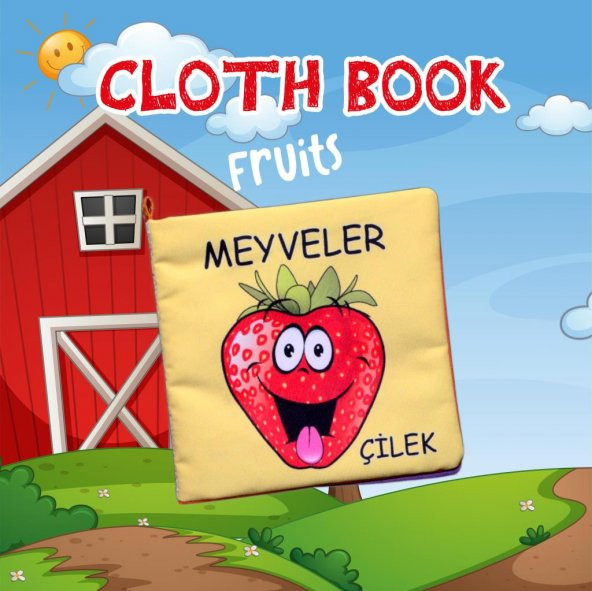 Tox Meyveler Kumaş Sessiz Kitap T049 - Bez Kitap , Eğitici Oyuncak , Yumuşak ve Hışırtılı - 7