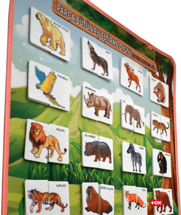 Parça Bütün Eşleştirme - Vahşi Hayvanlar Keçe Cırtlı Duvar Panosu , Eğitici Oyuncak - 7