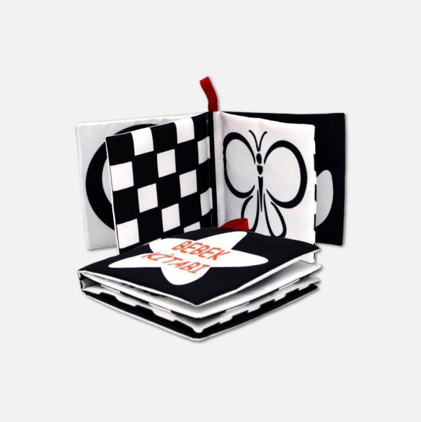 Tox Bebek Siyah-Beyaz Kumaş Sessiz Kitap T060 - Bez Kitap , Eğitici Oyuncak , Yumuşak ve Hışırtılı - 3