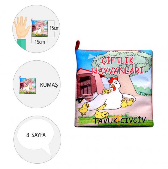 Tox Çiftlik Hayvanları Kumaş Sessiz Kitap T058 - Bez Kitap , Eğitici Oyuncak , Yumuşak ve Hışırtılı - 4