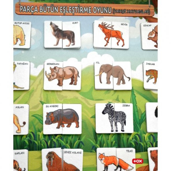 Parça Bütün Eşleştirme - Vahşi Hayvanlar Keçe Cırtlı Duvar Panosu , Eğitici Oyuncak - 11