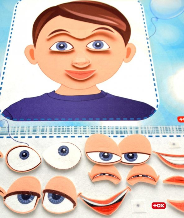 Duyguları Öğreniyorum Keçe Cırtlı Duvar Panosusu (Erkek) , Eğitici Oyuncak - Resim 12