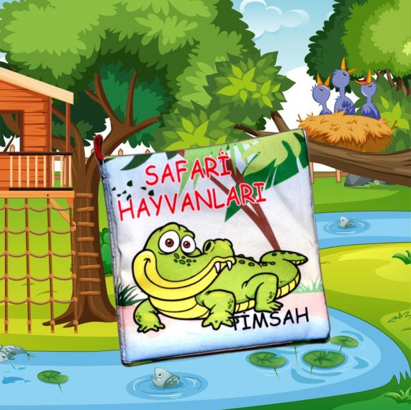 Tox Safari Hayvanları Kumaş Sessiz Kitap T057 - Bez Kitap , Eğitici Oyuncak , Yumuşak ve Hışırtılı - 5