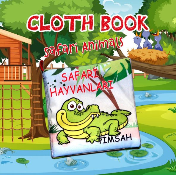 Tox Safari Hayvanları Kumaş Sessiz Kitap T057 - Bez Kitap , Eğitici Oyuncak , Yumuşak ve Hışırtılı - 7