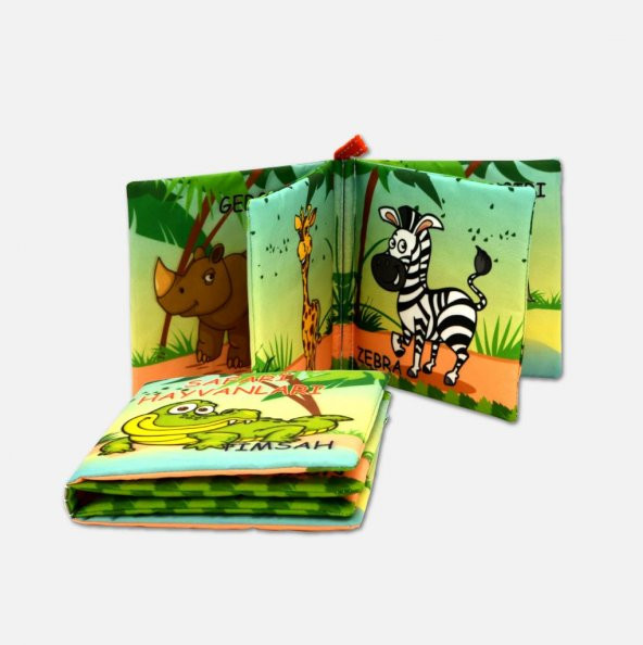 Tox Safari Hayvanları Kumaş Sessiz Kitap T057 - Bez Kitap , Eğitici Oyuncak , Yumuşak ve Hışırtılı - 8