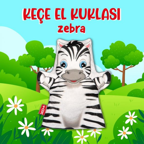 Tox Zebra Vahşi Hayvanlar Keçe El Kukla T126 , Eğitici Oyuncak - 2