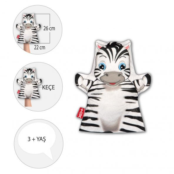 Tox Zebra Vahşi Hayvanlar Keçe El Kukla T126 , Eğitici Oyuncak - 4