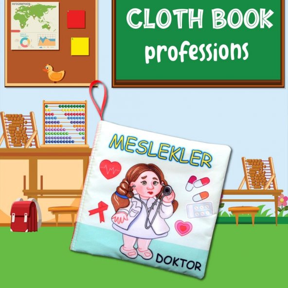 Tox Meslekler Sessiz Kumaş Kitap T112 - Bez Kitap , Eğitici Oyuncak , Yumuşak ve Hışırtılı - 7