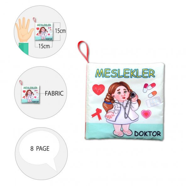 Tox Meslekler Sessiz Kumaş Kitap T112 - Bez Kitap , Eğitici Oyuncak , Yumuşak ve Hışırtılı - 9