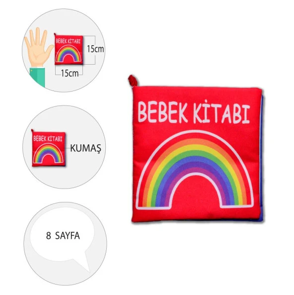 Tox Bebek Renkli Kumaş Sessiz Kitap T061 - Bez Kitap , Eğitici Oyuncak , Yumuşak ve Hışırtılı - 4