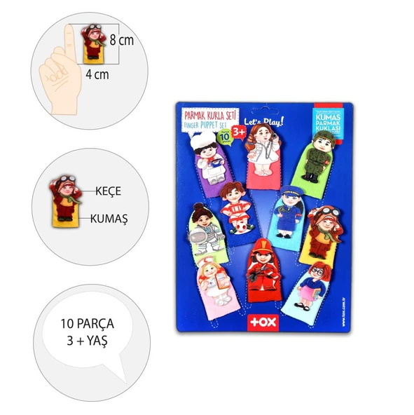 Tox Meslekler 10 Parça Parmak Kukla , Eğitici Oyuncak T762 - 4