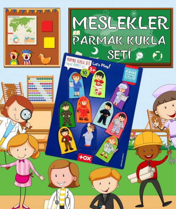 Tox Meslekler 10 Parça Parmak Kukla , Eğitici Oyuncak T761 - 2