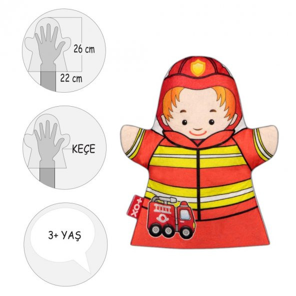 Tox İtfaiyeci Meslekler Keçe El Kukla T328 , Eğitici Oyuncak - 4